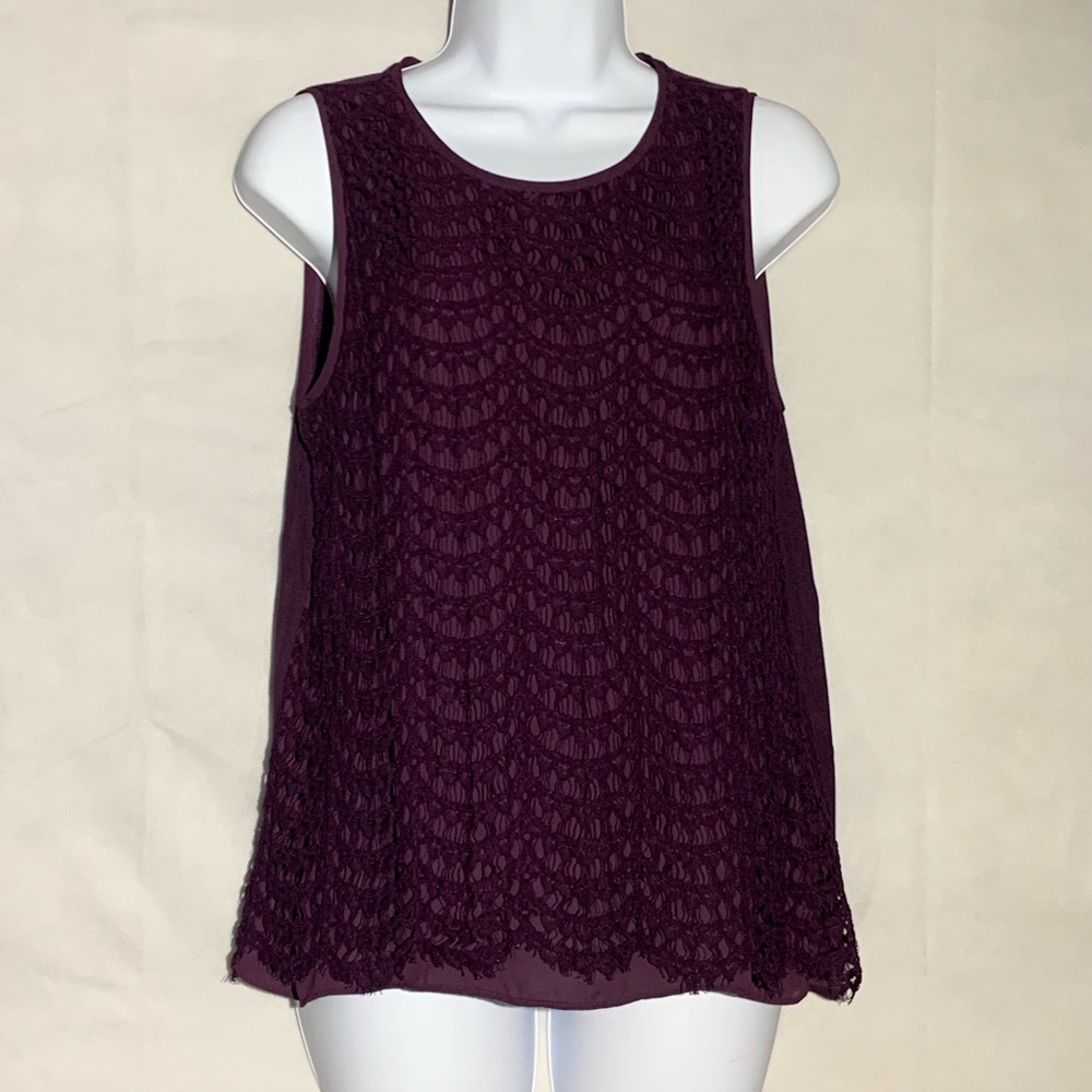 Ann Taylor LOFT purple lace tank casual